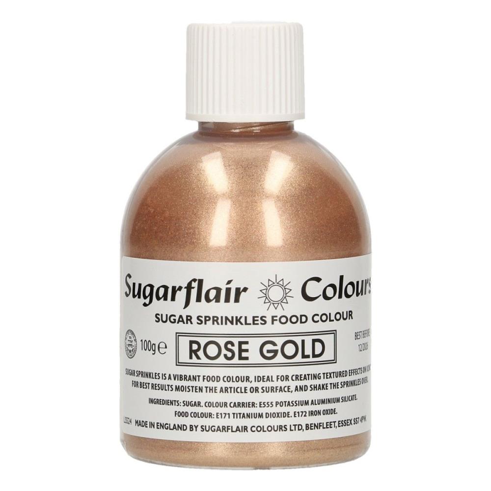 SUGARFLAIR PAILLETTE EN SUCRE SCINTILLANT OR ROSE 100GR