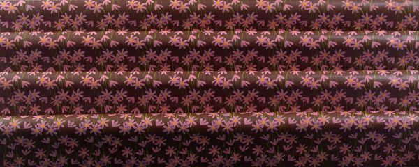 *FF*060865 PCB FEUILLES IMPRIMÉES DAISY ROSE 40X25 CM17PCES ***S/CD***