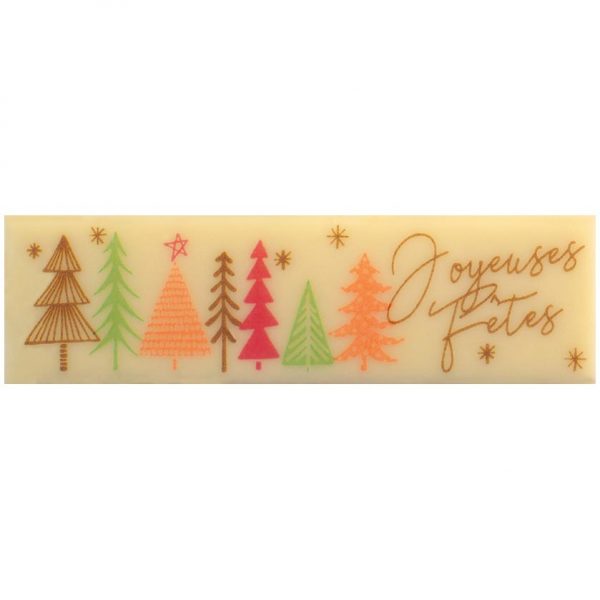 060313 PCB RECTANGLES CB JOYEUSES FÊTES FIR TREE 7X2CM 100PCES ***S/CD***