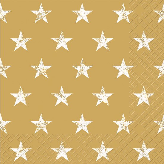 STEWO NAPKIN 33X33CM GOLD AND STARS PACK OF 20PCS
