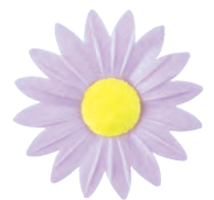 M09.7 PURPLE DAISY YELLOW HEART 45MM WAFER 100PCS