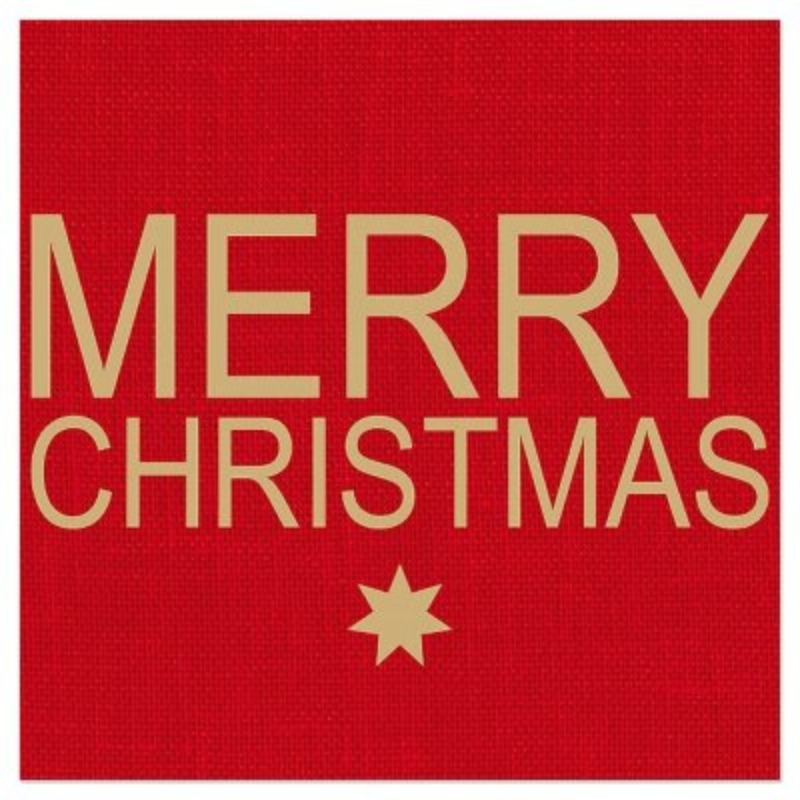 ARTEBENE HANDDOEK 33X33CM MERRY CHRISTMAS ROOD 20 STUKS