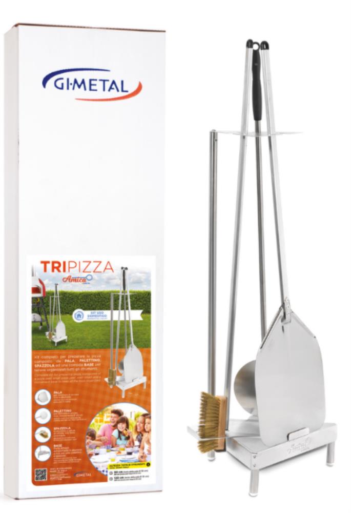 GI-METAL KIT "TRIPIZZA" AVEC 3 ACCESSOIRES DE 90CM SUR BASE AUTOPORANTE