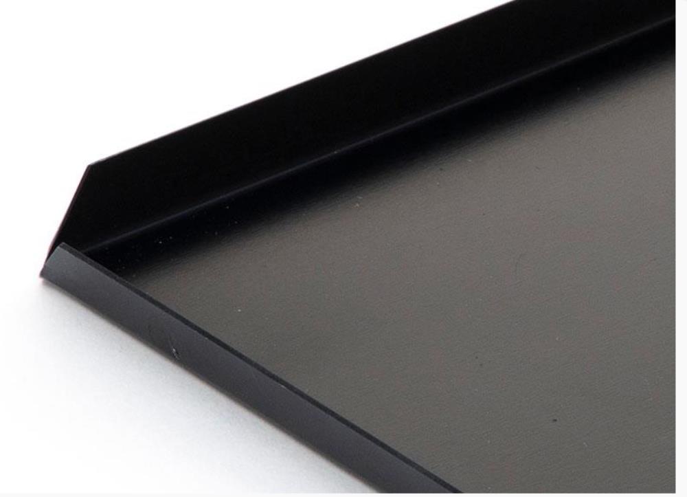 BLACK ALUMINUM TRAY 60X40XH1CM STRAIGHT EDGE CUT ANGLE