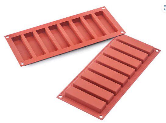 SILIKOMART SF184 VORM 8 RECHTHOEKEN 100X26 HT 16 MM 40ML ANTI-AANBAK GN1/3 -50° TOT 250°