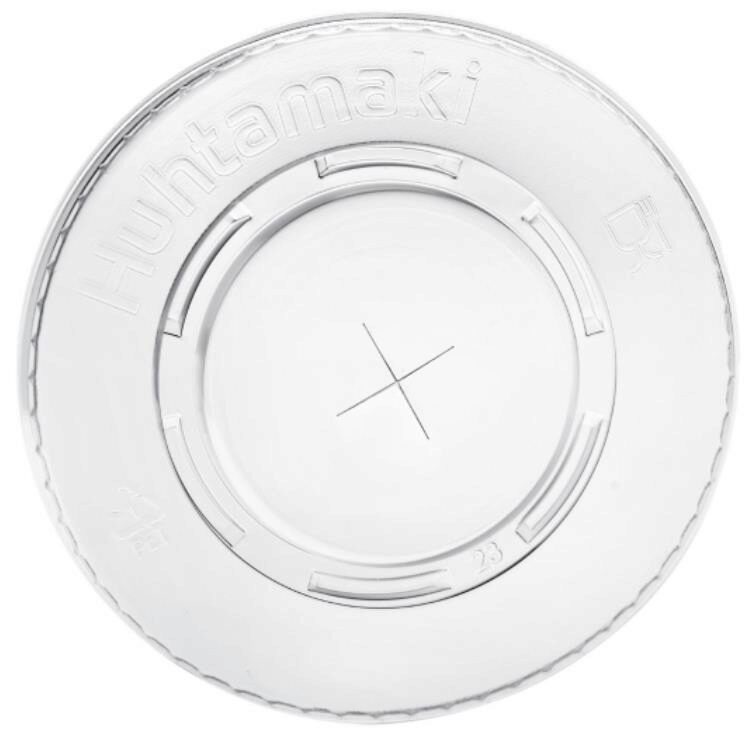 COUVERCLE PLAT PET TRANSP DIAM 95MM AVEC TROU PAQUET DE 100 PCES