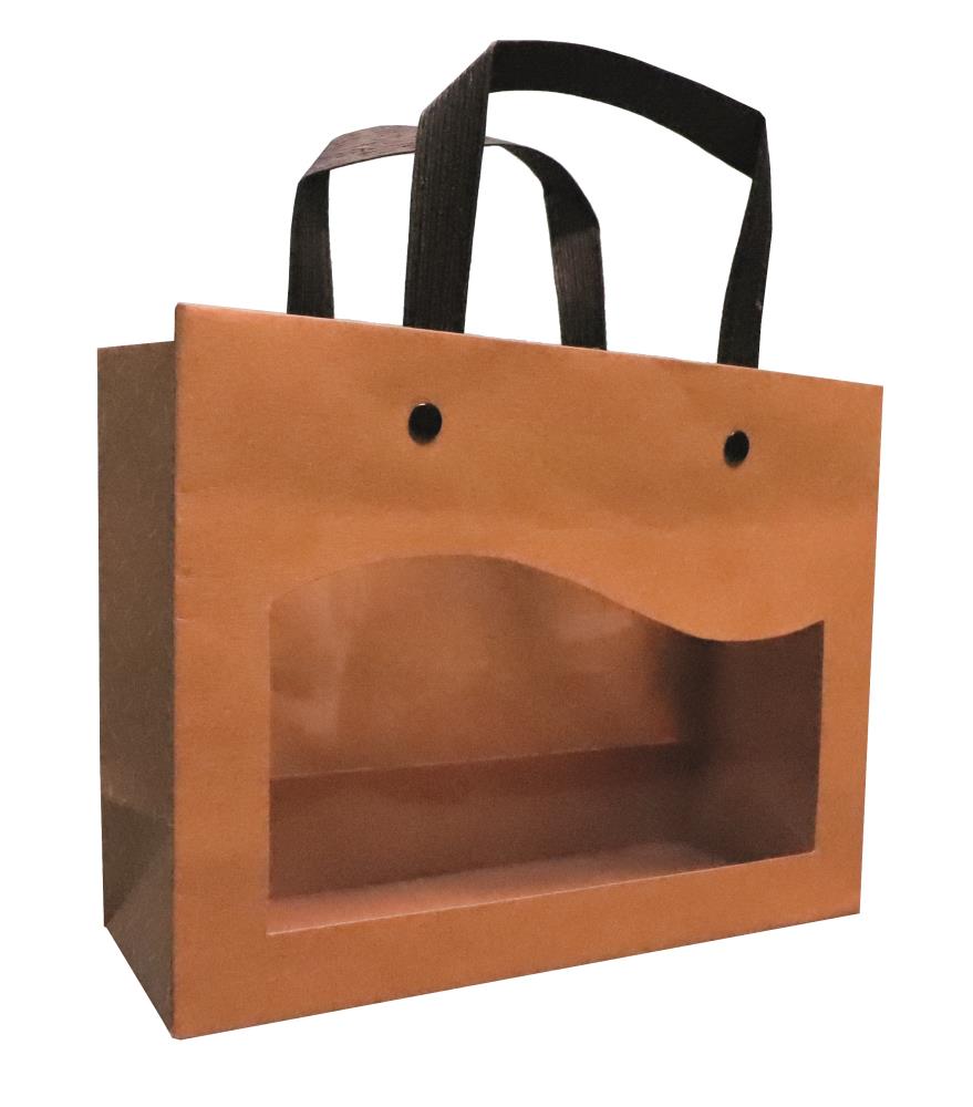 KRAFT PAPER BAG + WINDOW "DELICATESSEN" 20X7.5XH/15CM PACK OF 10 PCES 
