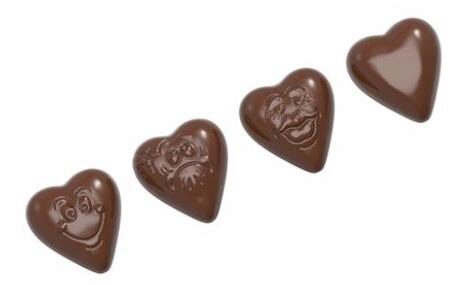 MOULE À CHOCOLAT COEUR SMILEY 3 FIG. CW157913.5X27.5CM * 3X6 *7GR