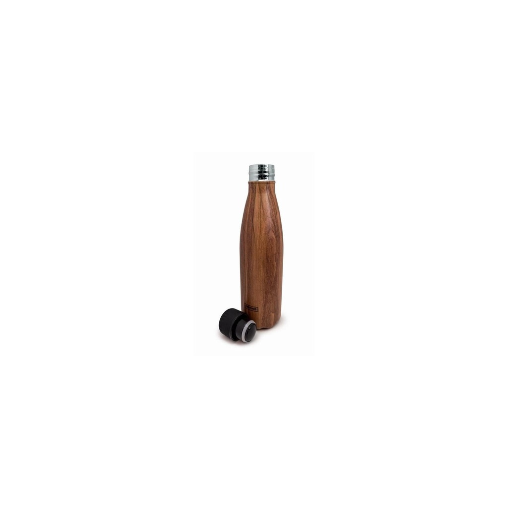 NERTHUS 500ML RVS FLES "HOUT" DUBBELWANDIG