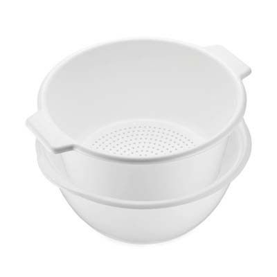 PASSOIRE 36CM POLYPROPYLENE DROITE - 2 POIGNEES BLANCHE