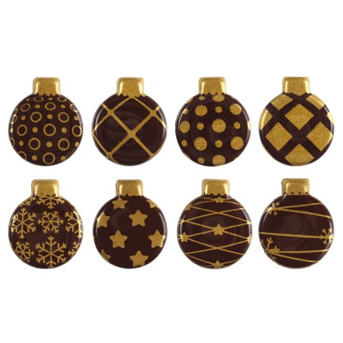 2013788 CHOCOLADE KERSTBAL PLAQUETTE DIA 20MM 300 STUKS ***OP BESTELLING***