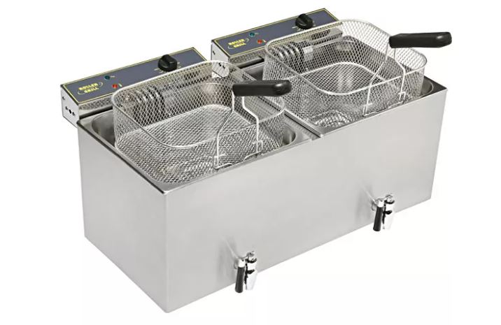 ROLLER GRILL FRITEUSE DOUBLE A/ROBINET 2X12L - 2X6400W - 380V - MF 120 DR
