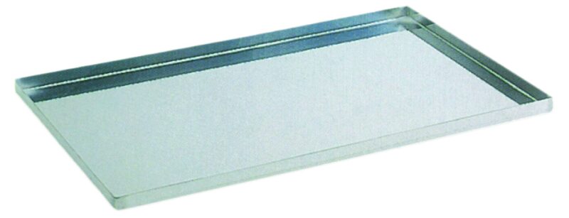 PLAQUE INOX 59.5X39.5CM EPAISSEUR 1MM  4 BORDS DE 2CM  A 90° 