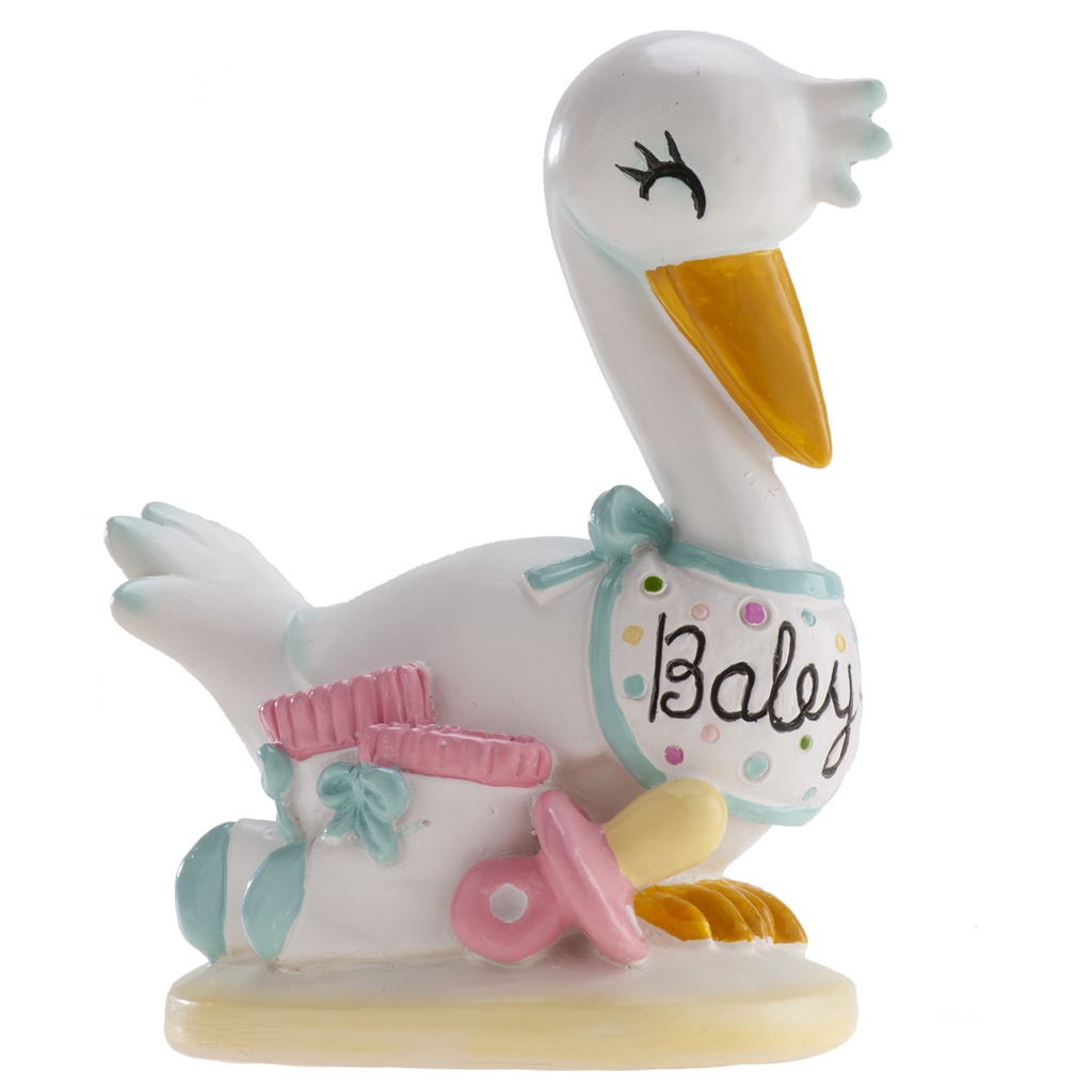 FIGURINE CIGOGNE BLANCHE POUR BEBE 10CM