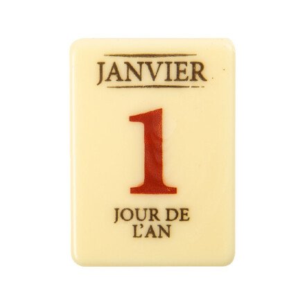 2014658 PLAQUETTE CALENDRIER 1ER JANVIER FR CHOCOLAT 50X40MM 60 PIÈCES