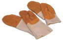 MATFER PAIRE MOUFLES CUIR ORANGE THERM. 250° 40CM  CROUTE CUIR DOUBLEE LAINE