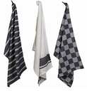 C&T SET VAN 3 HANDDOEKEN 50X70CM ZWART/WIT 100% KAOEN