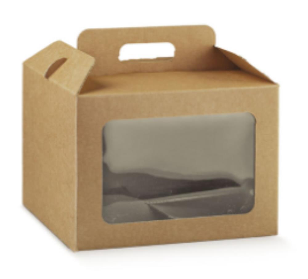 *FF* BOITE KRAFT VALISE FENETRE "AVANA"  24.5X24.5 HT 18CM