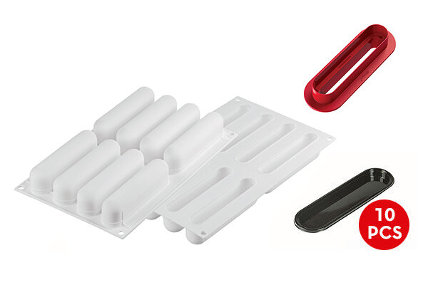 SILIKOMART - MOULE SILICONE - L'ECLAIR 120 Ø 135X28MM HT 37MM + ASSIETTE/PLATEAU ET CUTER