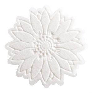 PCB Meringue decoraties met reliëf Grote Bloemen ø 4.5 cm 3 ontwerpen 120pces ***s/cd***