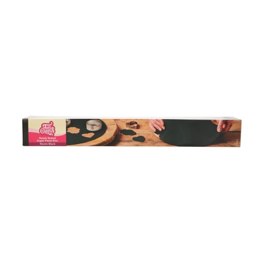 FUNCAKES ZWARTE SUIKERPASTA KLAAR OM UIT TE ROLLEN ROND Ø 36CM 430GR