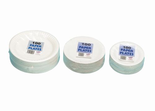 WHITE CARDBOARD PLATES DIAM 19CM  250 PCES
