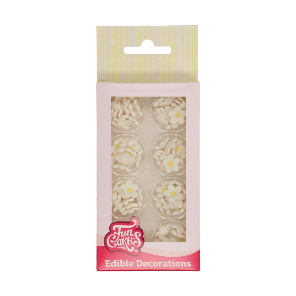 FUNCAKES MINI WHITE SUGAR FLOWERS Ø1.4CM 64PCS