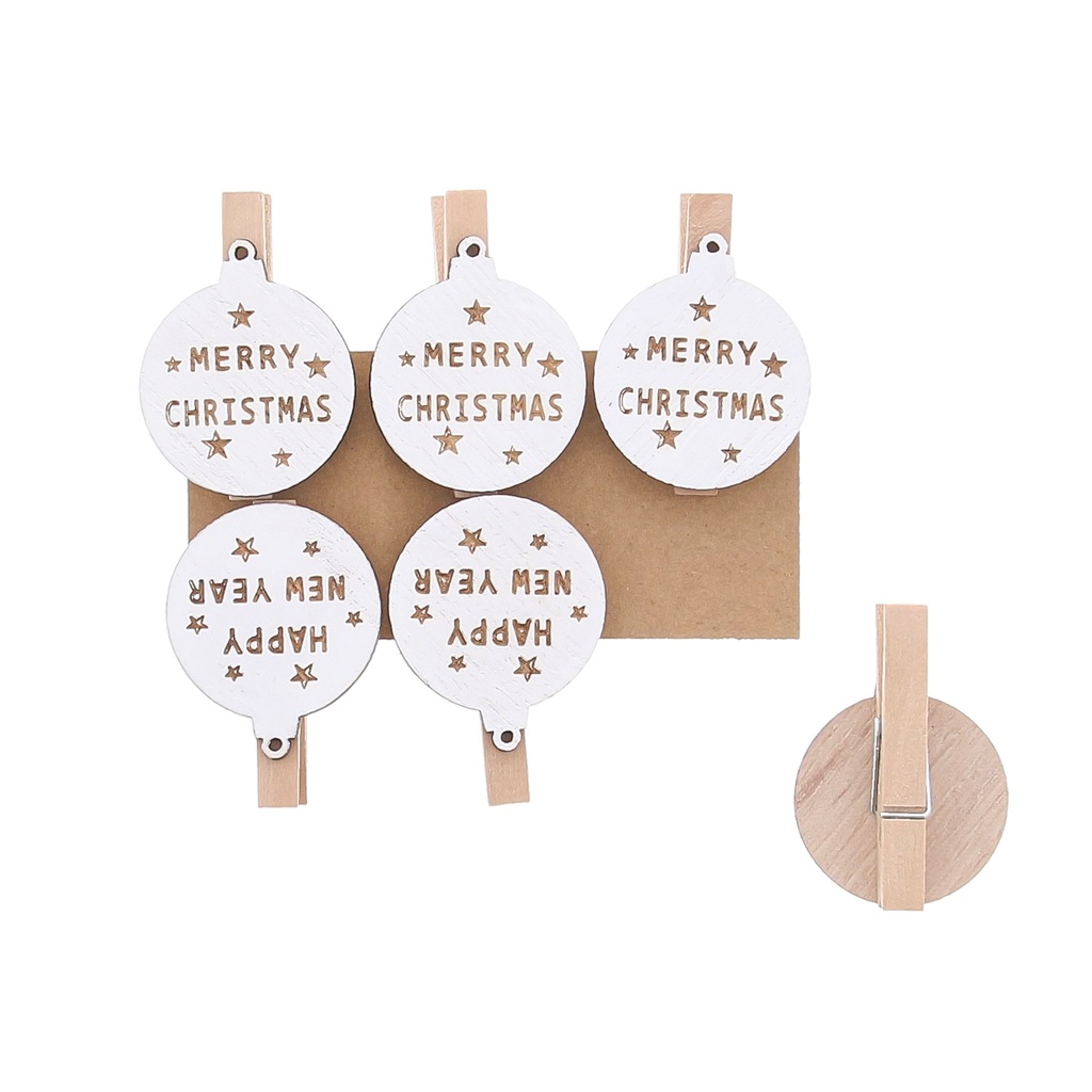 PINCE BOULE DE NOËL MERRY CHRISTMAS 6PCS