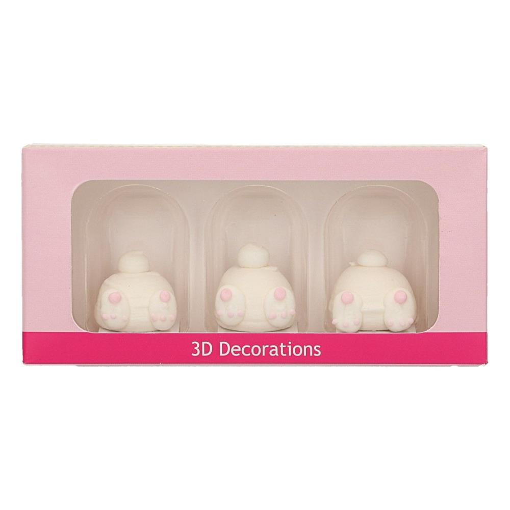 FUNCAKES SUIKER KONIJNEN ASS DECORATIE 3 STUKS