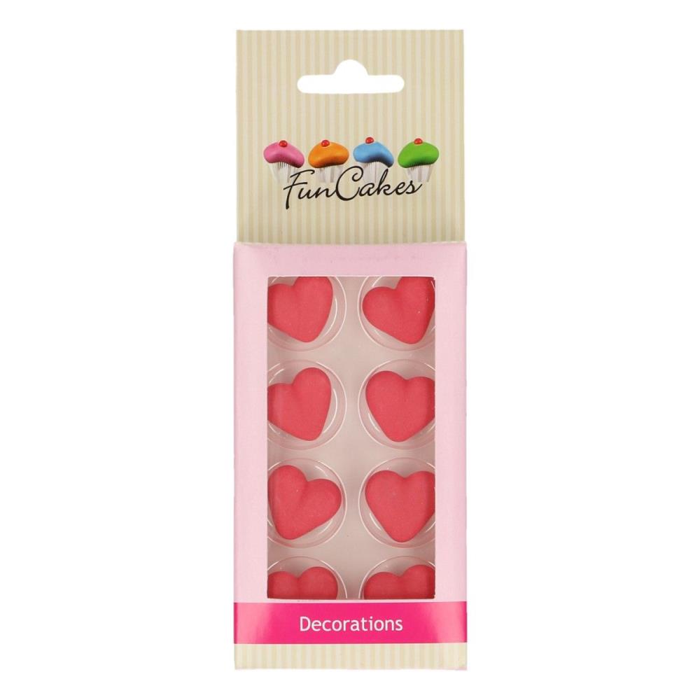 FUNCAKES DECORATION COEUR ROUGE EN SUCRE  2CM8 PCES