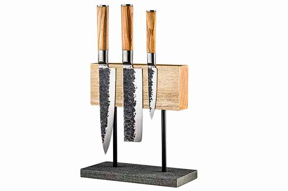 STYLE DE VIE MAGNETIC OAK BLOCK WITH NATURAL STONE BASE