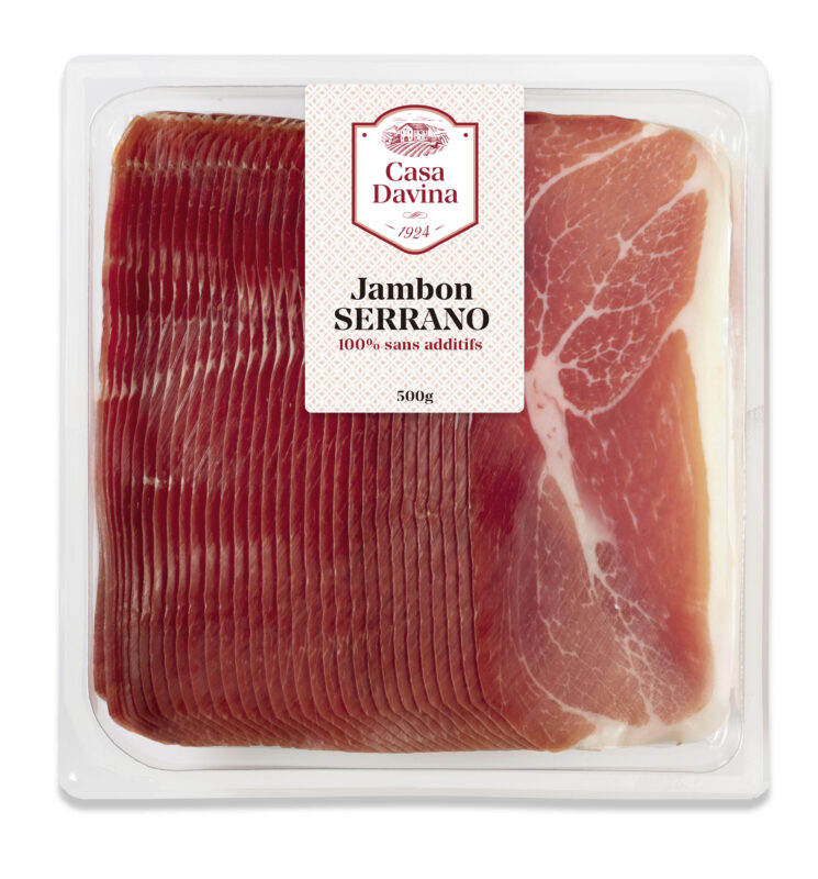 JAMBON SERRANO TRANCHE AVEC INTERCALAIRES 500GR