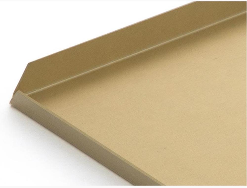 PLATEAU ALU OR 60X40XH1CM ANGLE COUPE BORD DROIT