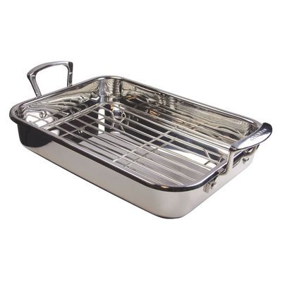 SCANPAN STAINLESS STEEL ROASTING TRAY WITH GRILL 42X26CM SCANPAN CLASSIC PARING KNIFE 11.5CM