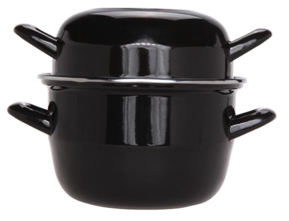 ZWARTE OVENSCHOTEL MET MOSSELEN 18 CM, 2,8 L, 1,2 KG MET DEKSEL