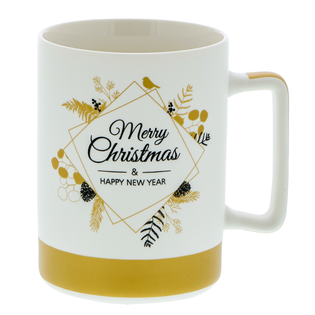*FF*MUG MERRY CHRISTMAS & HAPPY NEW YEAR Ø8,3CM H11CM