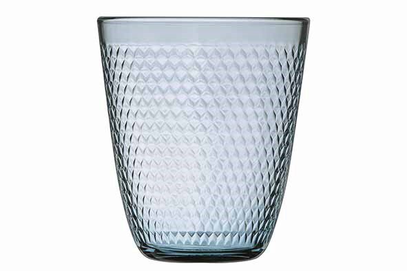  ARCOROC "BLAUWE" GLAZEN BEKER MET KWASTJE 31CL MASSA GETINT