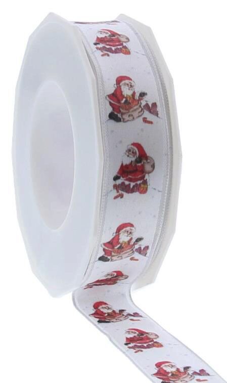 *FF*RUBAN SATIN PERE NOEL JAKU 15MM X 20M