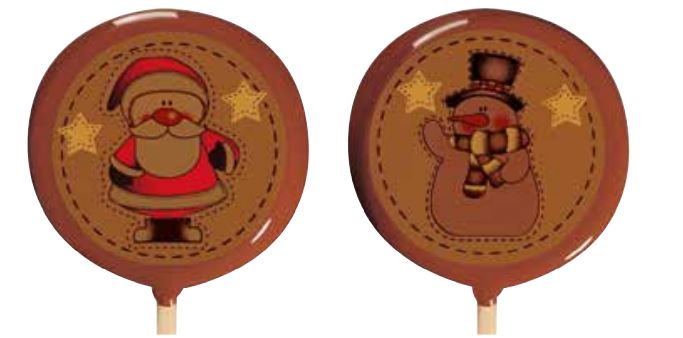 065277 PCB BLISTERS KERSTMAN LOLLIES PR 45 PRINTS Ø 5,4 CM EN STICKS 9 STUKS ***S/CD***