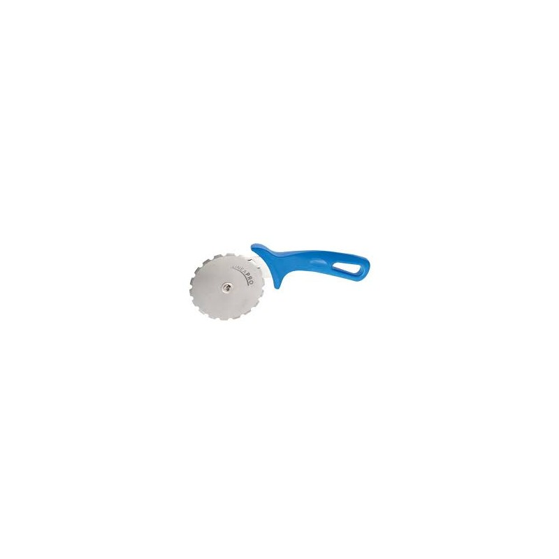 GI-METAL ROULETTE PIZZA PREDECOUPE 10CM MANCHE ERGONOMIQUE POLYMERE BLEU
