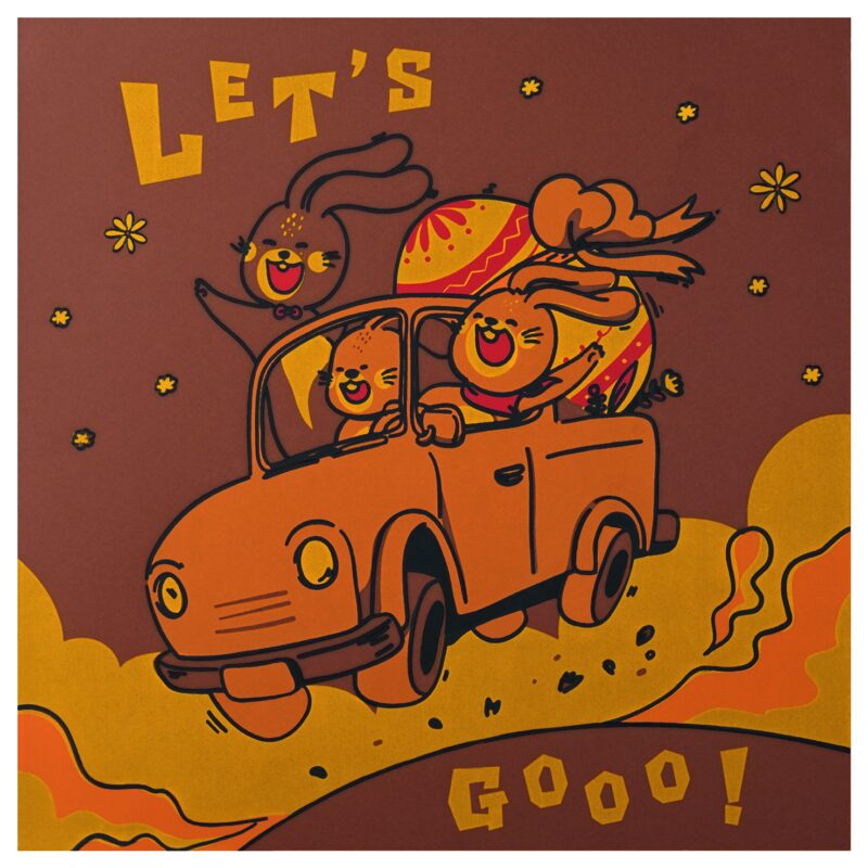 087179 PCB-BEDRUKT VELLEN LET'S GO VOOR VIERKANTE KAARTEN EN TASSEN 24 STUKS ***OP BESTELLING***