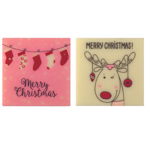 087143 VIERKANTE PCB CB CRAZY CHRISTMAS 2 ONTWERPEN 3,5 CM 120 STUKS ***S/CDE***