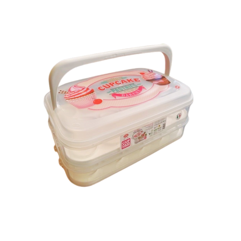 BOITE DE RANGEMENT 2X14 CUPCAKES (14L) 43X27,5X18CM