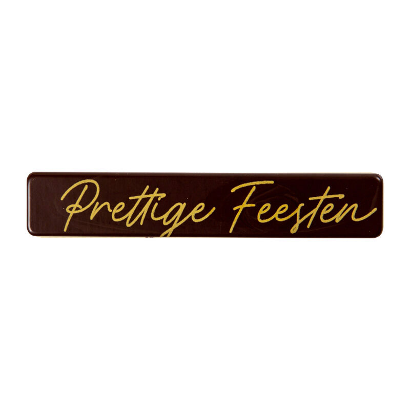 2015850 PRETTIGE FEESTEN DARK CHOCOLATE PLAQUE 8X1.5CM 120 PCES ***S/CD***