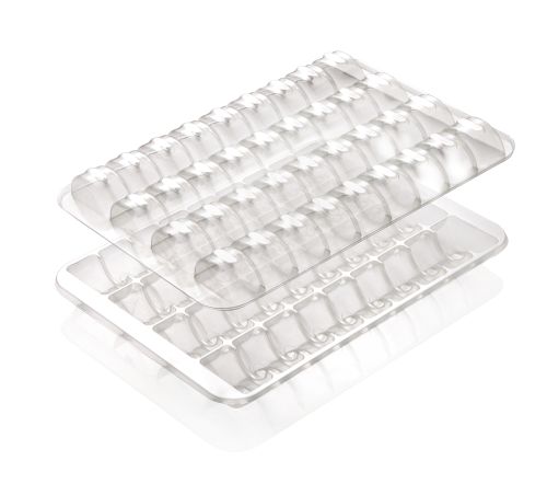 PLATEAU TRANSPARENT 36 MACARONS 285 X 205 X48MM