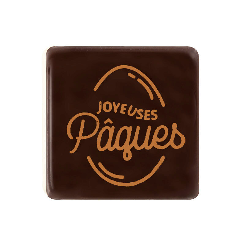 2069079 JOYEUSES PAQUES SQUARE BLOCK 3CM DARK CHOCOLATE BROWN 175 PCES