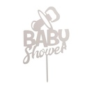 TAARTTOPER BABYSHOWER ZILVER 16X10CM