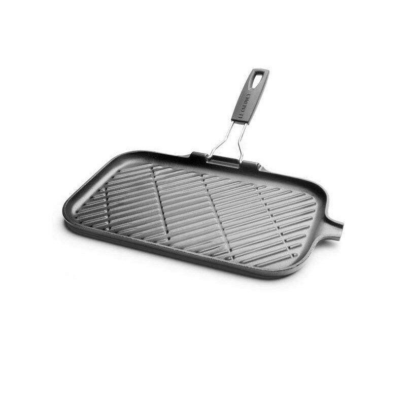 LE CREUSET GRILL RECT 36CM BLACK WITH REMOVABLE HANDLE