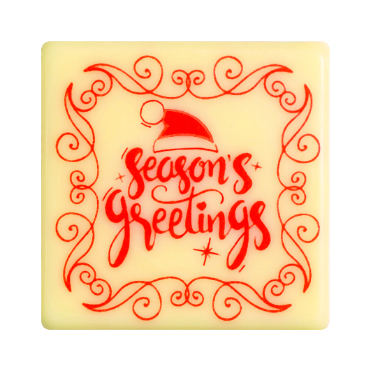 088040 SQUARE PCB CB SEASON'S GREETINGS 3.5CM 140PCS ***S/CDE***