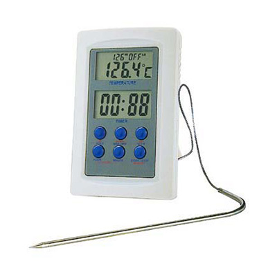 DIGITAAL OVEN THERMOMETER MET INOX PEILLOOD 15CM, TIMER EN ALARM VAN -50° TOT +300° CABEL100CM=STUK